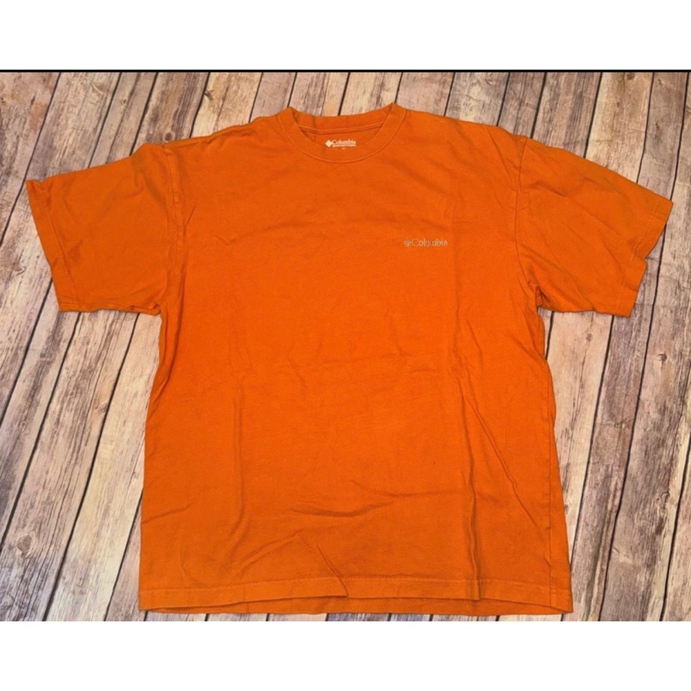 Columbia Mens Orange Short Sleeve Crew Neck‎ Logo T-Shirt Size Medium